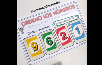 orden de numeros, tarjetas uno