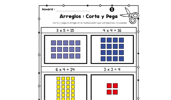 Multiplicaciones con Arreglos - Corta y Pega