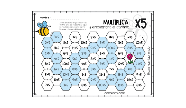 Multiplica y Encuentra el Camino versión completa - 20 laberintos de multiplicaciones
