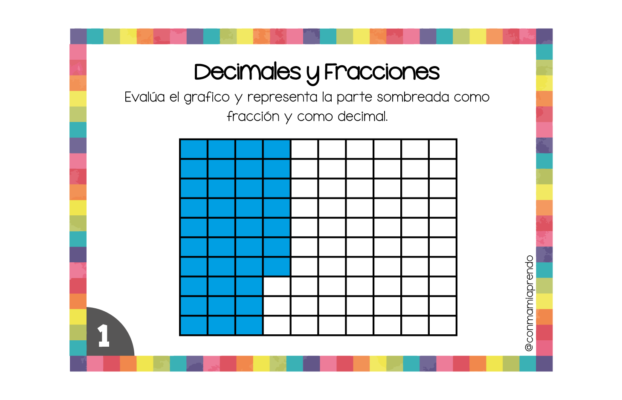 Tarjetas - Fracciones y Decimales 1