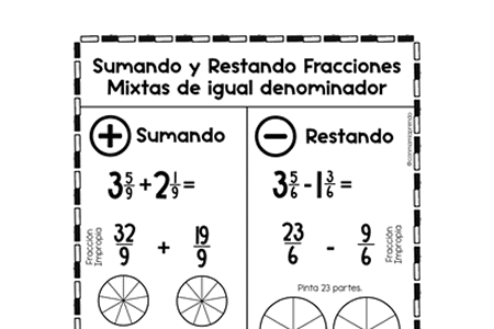 Suma y restas de fracciones mixtas