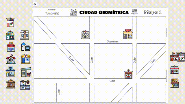 Versión digital interactiva de Ciudad Geométrica en PowerPoint para primaria