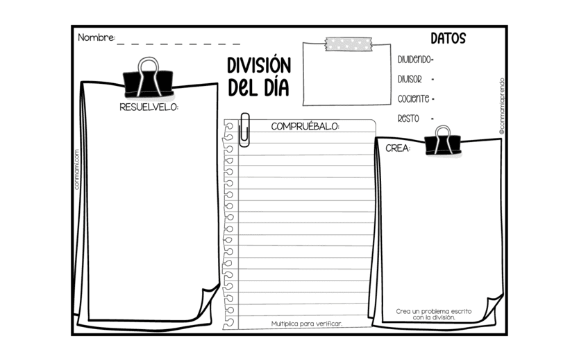 División del día: material didáctico gratuito para practicar divisiones en primaria