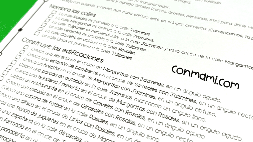 hoja de consignas de Ciudad Geométrica geometría para primaria 2