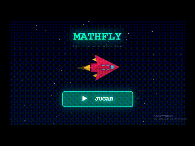 MathFly – juego de tablas de multiplicar, pantalla de inicio