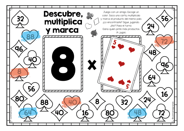 Descubre, multiplica y marca – material completo de tablas de multiplicar