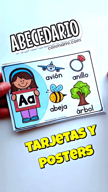 Abecedario para imprimir en pósters A4 con letras ilustradas de la A a la D