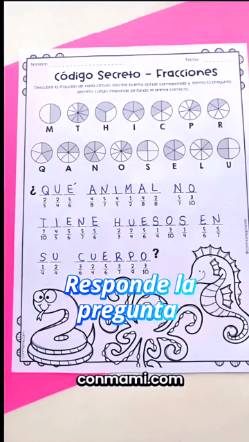 Código Secreto de Fracciones: hoja de gráfico a fracción, material gratuito para primaria