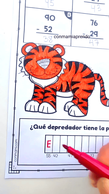 Reemplazar el resultado de la resta por la letra correspondiente