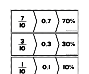 Descarga gratuita del rompecabezas de fracciones, decimales y porcentajes para primaria
