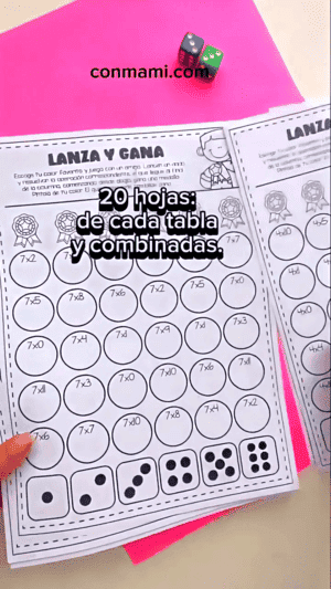 Plantillas del juego de multiplicaciones Lanza y Gana para imprimir