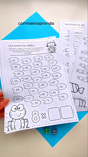 Lancemos los Dados: Plantillas de multiplicación para imprimir en blanco, con las figuras numeradas listas para colorear